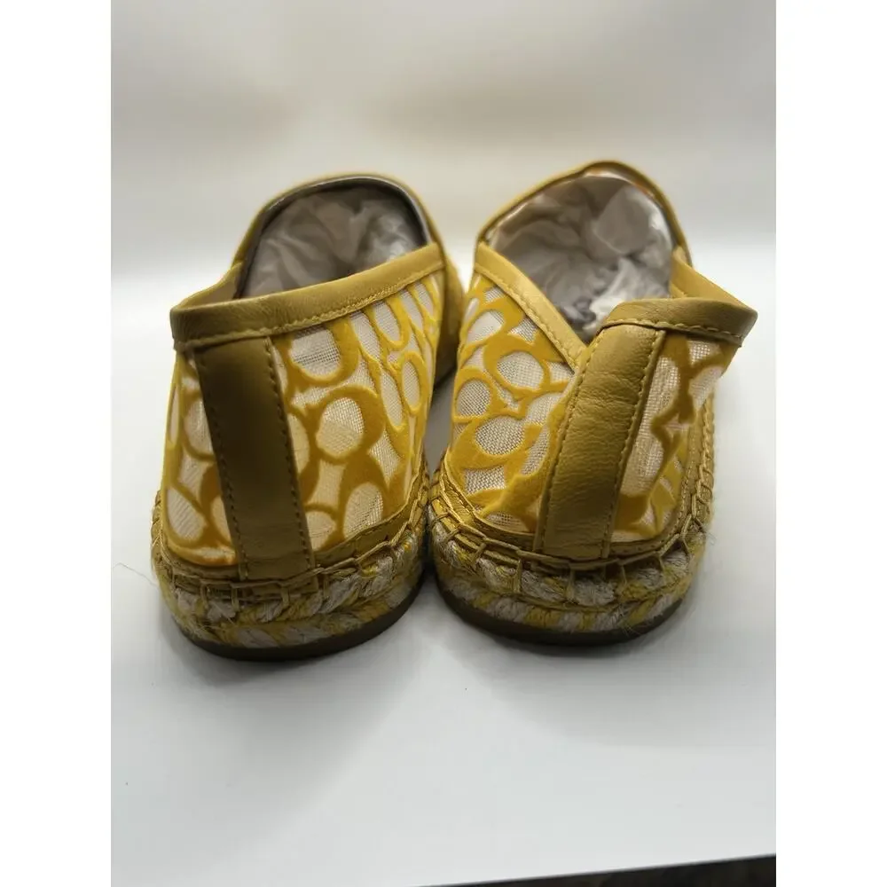 Coach Cleo Espadrille Mesh Signature Cc Mustard Yellow 8 NIB flats